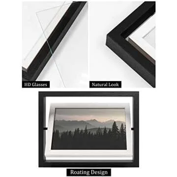 SUMGAR Picture Frame 5x7 Double Sided Rotating Modern Wooden Floating Frames for Plants, Family, Friends - Modern Black and White Design - Set of 2 for Mum Dad Graduations Wedding Housewarming