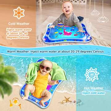 ZMLM Baby Tummy-Time Water Mat - Infant Water Play Mat Water Playmat Sensory Pad Baby Stuff for 3 6 ...
