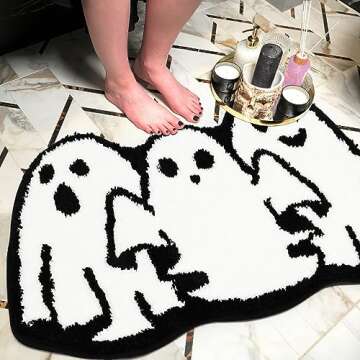 Percozzi Halloween Bath Rugs Ghost Bathroom Rug Non-Slip Floor Mat for Bathroom Kitchen Rug Soft Absorbent Bath Tub Mat Room Halloween Bathroom Rug