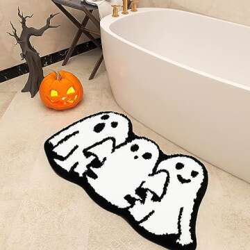 Percozzi Halloween Bath Rugs Ghost Bathroom Rug Non-Slip Floor Mat for Bathroom Kitchen Rug Soft Absorbent Bath Tub Mat Room Halloween Bathroom Rug