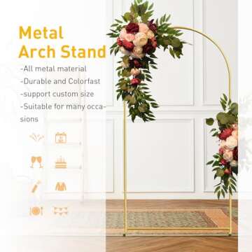 7.2FT Gold Metal Arch Backdrop Stand, Square Balloon Arch Stand Wedding Frame for Birthday Party, Baby Shower, and Ceremony Decoration