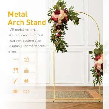 7.2FT Gold Metal Arch Backdrop Stand, Square Balloon Arch Stand Wedding Frame for Birthday Party, Baby Shower, and Ceremony Decoration