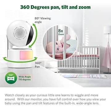 LeapFrog LF915-2HD Baby Monitor with 360° Pan, Zoom, Night Vision & Intercom