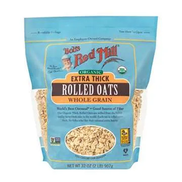 Bob's Red Mill Organic Extra Thick Rolled Oats, 32oz (Pack of 4) - Non GMO, Whole Grain, Vegan, Kosher