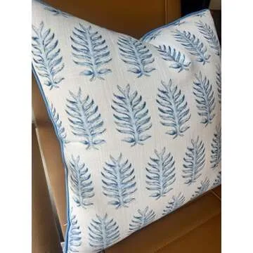 YugTex Marcus Printed Decorative Square Accent Throw Pillow Cover - Decor for Living Room, Sofa, Chair, Patio, Car, Balcony, Bench, Porch, Nursery, Office, Bedroom - 18x18 Inches, Blue