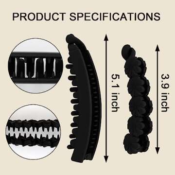 Hapdoo Hair Clip, 6PCS Daisy Claw Banana Clips for Medium Hair, Matte Strong Hold Ponytail Bun Holder, Hair Jaw Clips Barrettes Styling Accessories for Women Girls