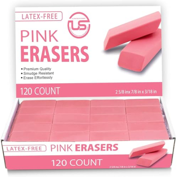 Bulk Pink Erasers - 120 Count for Kids, Office & School Supplies