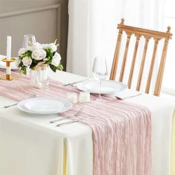 Reyke 1 Pack Dusty Pink Cheesecloth Table Runner for Party 10Ft Pink Gauze Table Runner 35x120 Inch Boho Rustic Cheese Cloth Long Table Runners Romantic Wedding Decor for Baby Bridal Shower Birthday