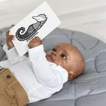 Wee Gallery Black and White Animal Art Cards for Babies, Durable High Contrast Vision Cards, Brain D...