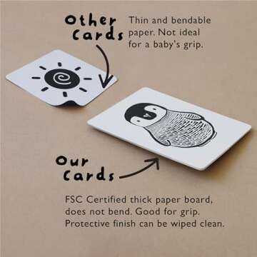 Wee Gallery Black and White Animal Art Cards for Babies, Durable High Contrast Vision Cards, Brain Development Educational Learning Tool for Newborn, Infant, Baby, Toddler - Ocean Animals