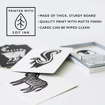 Wee Gallery Black and White Animal Art Cards for Babies, Durable High Contrast Vision Cards, Brain Development Educational Learning Tool for Newborn, Infant, Baby, Toddler - Ocean Animals