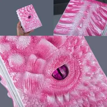 3D Dragon Eye Embossed Journal,Resin Engraving Notebook,Dnd notebook for Dragon Lovers ，Blank Paper,Hardcover Travel Notepad for Writing,Sketchbook,Collection,Gift,Decoration A4 and A5 Size (A5-Rose)