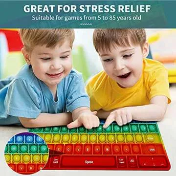 Push Toy Pop Bubble Fidget Sensory Toys Push It Pop Fidget Toys Rainbow Keyboard Shape, Pop Silicone Popper Toy Anxiety Stress Reliever Relief Autism Learning Materials Game Gift for Kids (Rainbow)