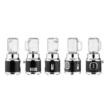 CULINARY CHEF Retro Smoothie Maker Personal Blender with Mason Jar, Perfect for Shakes and Smoothies, Countertop, Dishwasher Safe, BPA-Free, High Power 300W, Black