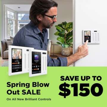 Brilliant Smart Home Control (2-Switch Panel) — Alexa Built-In & Compatible with Ring, Sonos, Hue, Google Nest, Wemo, SmartThings, Apple HomeKit — In-Wall Touchscreen Control for Lights, Music, & More