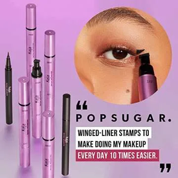 Kaja Winged Eyeliner Set - Wink Stamp Original | with Avocado Extract, Double-ended Wing, Smudge-Proof, Waterproof, Eye Irritation Tested, Long Lasting Pencil, Colorstay, Matte Finish, Cat Eye Look