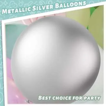 LovesTown 4PCS Large Balloons 36inch, Silver Giant Balloons Jumbo Balloons Latex Balloons for Birthday Wedding Engagement Graduation Anniversary Decorations