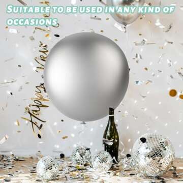 LovesTown 4PCS Large Balloons 36inch, Silver Giant Balloons Jumbo Balloons Latex Balloons for Birthday Wedding Engagement Graduation Anniversary Decorations