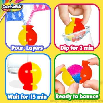 Creative Kids Magic Bouncy Balls - DIY STEM Toys - Science Kit for Kids - 25 Multicolor Bags & 5 Mol...