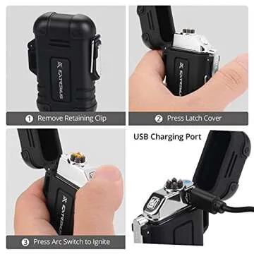 Extremus Blaze 360 Waterproof Electric Arc Lighter for Outdoors