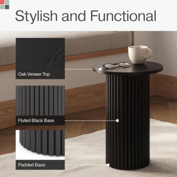 Stead Round Fluted Accent Table Stylish Modern Utility