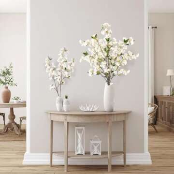 Sggvecsy Artificial Cherry Blossom Flowers – Elegant Faux Silk 3 Pcs 35.4'' Stems for Home & Weddi...
