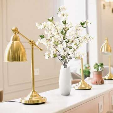 Sggvecsy Cherry Blossom Flowers - 3 Pcs Faux Stems