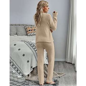 luvamia Fleece Pajamas Women Long Sleeve Tops Lounge Sets for Women Pants Two Piece Vacation Outfits...