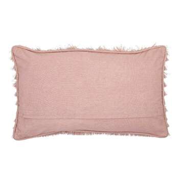 Bloomingville Rose Cotton Blend Pillow with Fringe, 20" x 12"