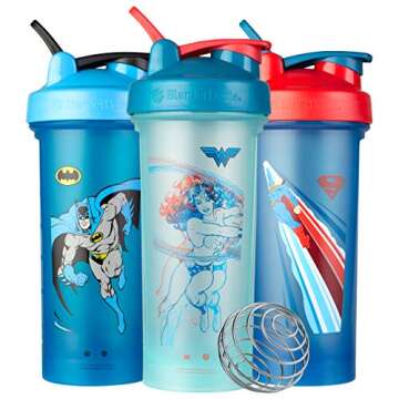 BlenderBottle Justice League Classic V2 Shaker Bottle Perfect for Protein Shakes and Pre Workout, 28-Ounce, Retro Wonder Woman