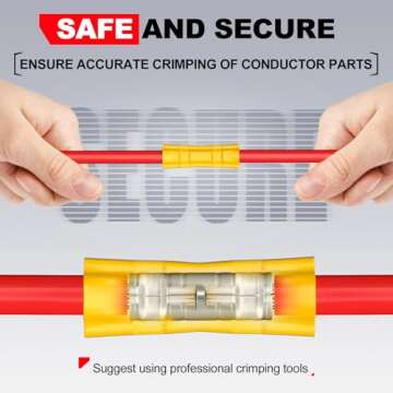 AIRIC Blue Butt Connectors Crimp Splice Terminals 100 pcs 16-14 AWG Electrical Connector, Fully Insulated PVC Wiring Crimps Terminal for 16,14 Gauge Wire