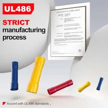 AIRIC Blue Butt Connectors Crimp Splice Terminals 100 pcs 16-14 AWG Electrical Connector, Fully Insulated PVC Wiring Crimps Terminal for 16,14 Gauge Wire