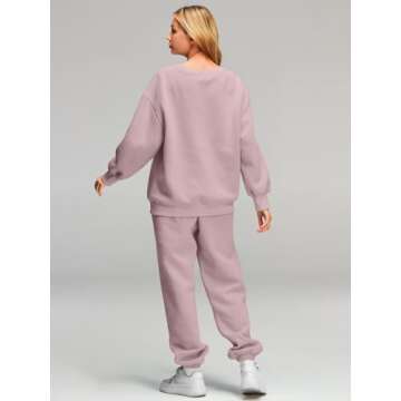 AUTOMET Sweatsuits for Women Set 2 Piece Outfits Oversized Sweatshirt Fall Outfits 2025 Lounge Sets Pullover Casual Trendy Y2k Clothing Sweatpants with Pockets DarkPink S
