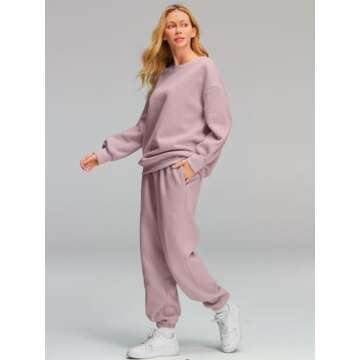 AUTOMET Sweatsuits for Women Set 2 Piece Outfits Oversized Sweatshirt Fall Outfits 2025 Lounge Sets Pullover Casual Trendy Y2k Clothing Sweatpants with Pockets DarkPink S
