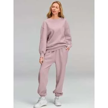 AUTOMET Sweatsuits for Women Set 2 Piece Outfits Oversized Sweatshirt Fall Outfits 2025 Lounge Sets Pullover Casual Trendy Y2k Clothing Sweatpants with Pockets DarkPink S