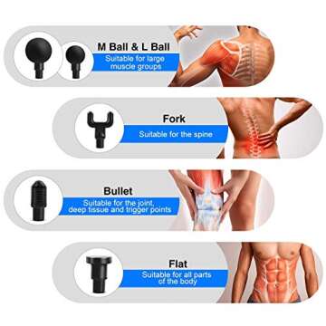 Massage Gun Deep Tissue Percussion Muscle Massager for Pain Relief, Handheld Electric Body Massager with 20 Adjustable Speed, 6 Head, Quiet & Comfortable Muscle Soreness Relieves, Silver