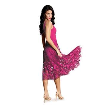 Dress the Population Women's Darleen Sleeveless Plunging Neckline FIT and Flare MIDI Dress, Bright F...