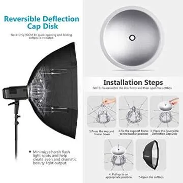 Neewer 90 cm Octagonal Foldable Softbox with Bowens Mount, Diffuser and Detachable Grid, Quick Folding Soft Box with Bag for Flash Speedlite Projector Spot Light Photo Studio