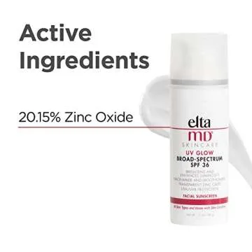 EltaMD UV Glow Sunscreen for Dewy Skin, SPF 36 Primer Mineral Face Sunscreen with Zinc Oxide, Ideal for Fair to Medium Skin Tones, Brightens and Hydrates for Glowy Skin, Non Greasy, 1.7 oz Pump