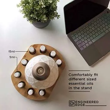 Essential Oil Diffuser Stand - Wooden Circular Stand with Storage for Nine (9) Essential Oils - Diffuser not Included, Display ONLY