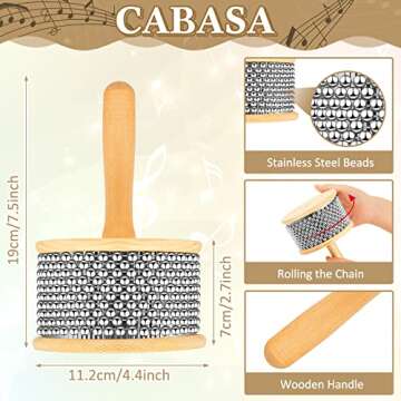 3 Pcs Wooden Maracas Cabasa Set, 2 Pcs Hand Percussion Rattles Maracca Shakers Hand Percussion Marac...