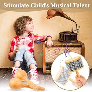 3 Pcs Wooden Maracas Cabasa Set, 2 Pcs Hand Percussion Rattles Maracca Shakers Hand Percussion Maracas and Wooden Cabasa Musical Instrument for Party Band Music