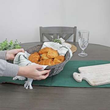 AuldHome Design Round Bread Baskets (Gray-Washed, 2-Pack), Farmhouse Rustic Woven Wicker Round Basket for Kitchen, Home and Storage