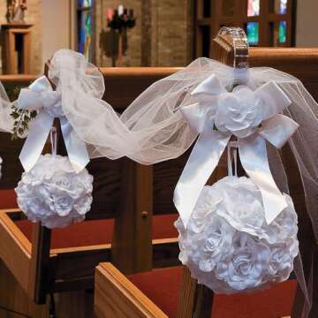 Pew Clips for Wedding Bows - Bulk Set of 12 Clips and Bow Holders - Wedding Ceremony and Church Decor