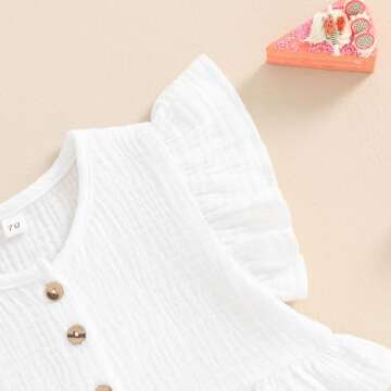 BemeyourBBs Summer Toddler Girl Clothes Baby Girl Ruffle Sleeveless Shirt with Buttons Bow Bloomers Shorts Set Cute Outfits (Solid White, 18-24 Months)