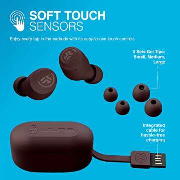JLab Go Air Tones True Wireless Earbuds Designed with Auto On and Connect, Touch Controls, 32+ Hours Bluetooth Playtime, EQ3 Sound, and Dual Connect, Natural Earthtone Color (4975 C)