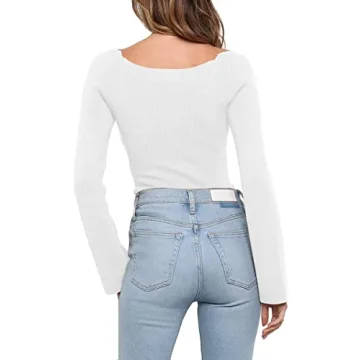 LILLUSORY Womens Long Sleeve Sweetheart Ribbed Top