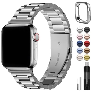 Fullmosa Compatible Apple Watch Bands 41mm 40mm 38mm 49mm 46mm 45mm 44mm 42mm, Metal iWatch Band wit...