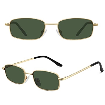 Fozono 90s Retro Rectangle Sunglasses with UV400 Protection