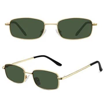 Fozono 90s Retro Rectangle Sunglasses with UV400 Protection